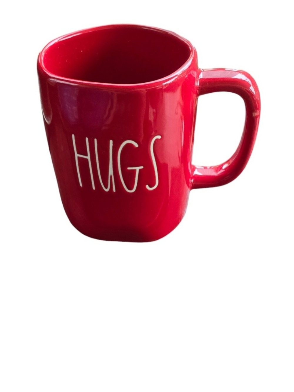 Rae Dunn by Magenta HUGS KISSES Red Mug Double Sided Ceramic Like New